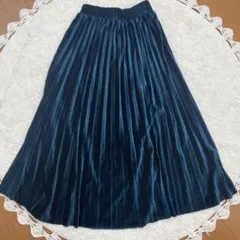 COCOMOMO ダークグリーン プリーツスカート　ベロア