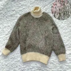ヴィンテージ☆キッドモヘヤ混 ラメ入り✨タートルニット 厚手 ウールセーター