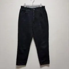 【希少・USA製】Lee ブラックデニム テーパード サイドゴム 裏地チェック