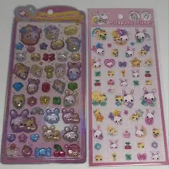 フワフワらびちゃん うるちゅるポップシール・ぴたぷくステッカー 2点セット