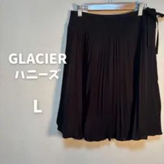 ★美品★GLACIERハニーズ プリーツスカート フレア リボン 黒 L