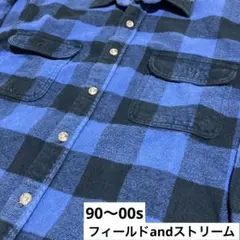 90～00s フィールドアンドストリーム ネルシャツ 青黒 チェック