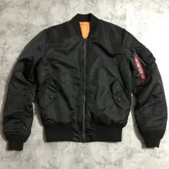 【美品】アルファインダストリーズ MA-1 フライト ジャケット ブラック 短丈