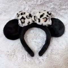 ディズニー ミニー 耳 カチューシャ ヒョウ柄リボン