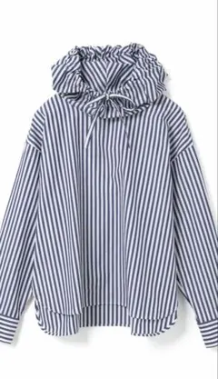 ミズイロインド ストライプフードシャツ