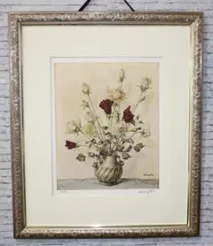 藤田嗣治 「バラ」エスタンプリトグラフ 証明書付属 150部 藤田嗣治 「バラ」エスタンプリトグラフ 証明書付属 150部