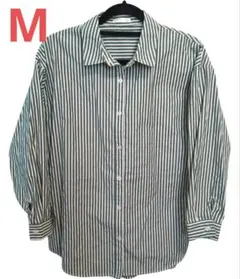 C·O·L·Z·A レディース　七分袖シャツ　ストライプ　グリーン　Мサイズ