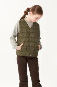 TAION　キッズVネックインナーベスト　D.オリーブ　110サイズ