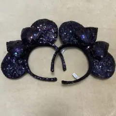 ディズニー カチューシャ ミニー スパンコール 紫 ミニーマウス 2個セット