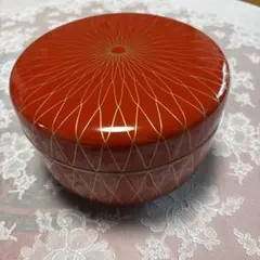 食籠（じきろう）網目 朱 うるし塗 干菓子器 朱塗 菓子器 喰籠 網目