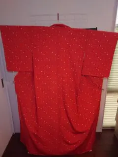 美品　しつけ付き　洗える着物　小紋　袷　花柄　ボタンシミ有り