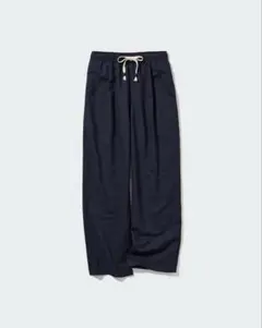 【新品】ユニクロ　リネンブレンドイージーパンツ(XL)ネイビー