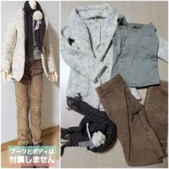 60cm級ドール服 秋冬セット ニットカーディガン コーデュロイ 男の子 1/3