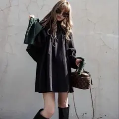 ☆Glam Lips☆2way ハイネック　Vネック　ミニワンピース シンプル