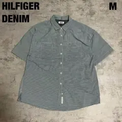 HILFIGER DENIM 半袖シャツ M カットソー ボタン ストライプ