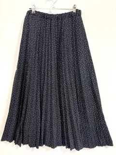 LEPSIM レプシィム ドット柄 プリーツロングスカート フリー ネイビー