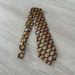 LANVIN 花柄 シルクネクタイ ネイビー/イエローオレンジのサムネイル