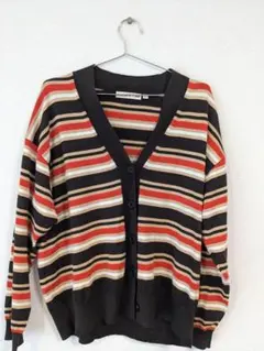 MARNI カーディガン L 黒・赤・ベージュ・白ストライプ