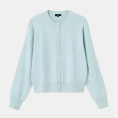 【未使用】PLST UVカットレーヨンブレンドメタルボタンカーディガン　ブルー