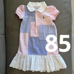 ポロ襟パッチワークワンピース