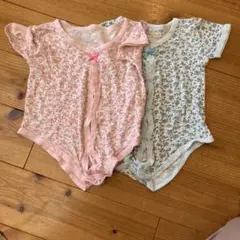 花柄ボディスーツ 2枚セット　前開き　ロンパース　下着