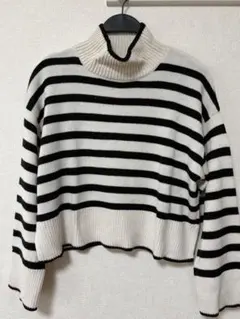 DIVIDED H&M 白黒ストライプ ニット長袖