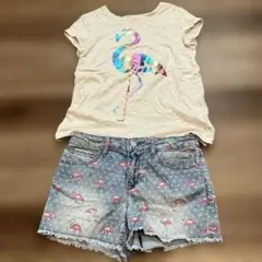 フラミンゴ　Tシャツ ショートパンツ セット 150 GAPのサムネイル