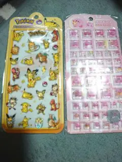 新品ポケモンピカチュウ&カービィ立体シール２枚3dクリアタイル男の子キャラクター