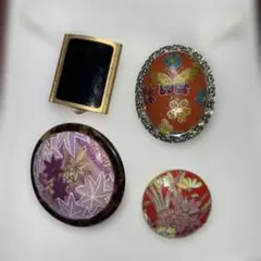 d217 和風花柄ヴィンテージブローチセット