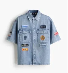 H&M コラボ Kodakコダック ルーズフィット オーバーサイズ デニムシャツのサムネイル