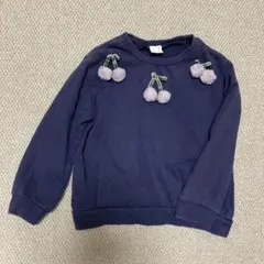 プティマイン　さくらんぼトレーナー紺110