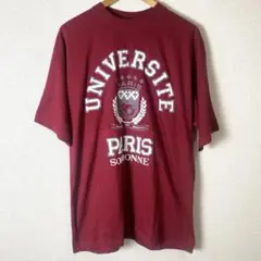 90's ユーロ PARIS UNIVERSITY ロゴTシャツ サイズL