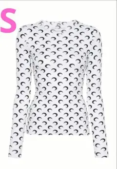 クレセントムーン 三日月 プリント トップス Tシャツ 白色黒月