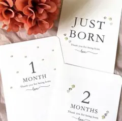 【パール付】マンスリーカード　マンスリーフォト　月齢カード　月齢フォト　足形