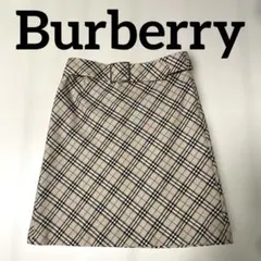 バーバリー　ブルーレーベル　スカート　チェック　ベージュ　ベルト