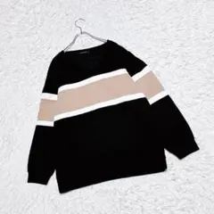 【INGNI】　バイカラートップス　（Ｍ）　 プルオーバー　　Ｖネック　ゆったりのサムネイル