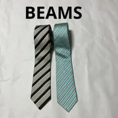 バ*ダ様 BEAMS ストライプ ネクタイ 、グレー/エメラルドグリーン系2本セ
