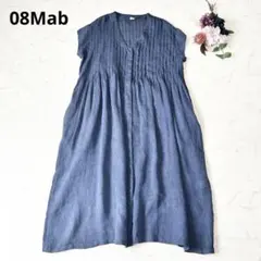 新品 ウチノ クレープガーゼ バンドカラー 半袖ワンピース Aライン