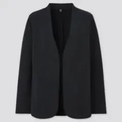 UNIQLO /ストレッチダブルフェイス　ノーカラージャケット/BLK