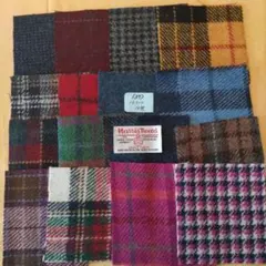 ハリスツイード！カットクロス10㎝×10㎝　16枚　　㊲　ラベル1枚つき