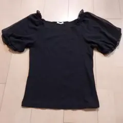 GU 黒 パフスリーブシャツ M