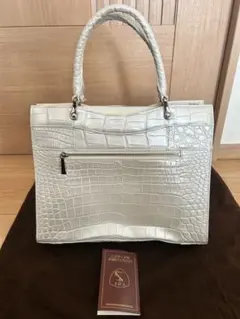 未使用級☆JRA公認 SANPO オーストリッチ ハンドバッグ 白 ゴールド金具 未使用級☆JRA公認 SANPO オーストリッチ ハンドバッグ 白 ゴールド