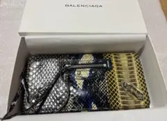 未使用級　バレンシアガ　付属品完備　折り財布　パイソン　レザー　型押し　シルバー 2025年最新】バレンシアガパイソンの人気アイテム - メルカリ