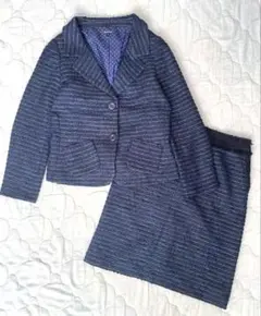 ドゥクラッセ DoCLASSE ツイード風 セットアップ スーツ ネイビー系