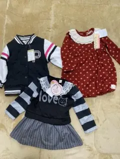新品☆女の子ワンピース、ジャンパー(80.90)3点セット
