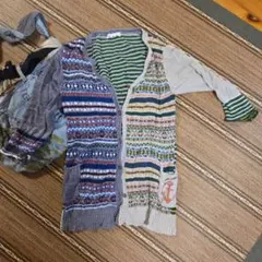 ライムインク　マルチカラーニットカーディガン