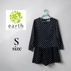 earth　上下セットアップ　ツーピース　長袖　キュロット　短パン　ブラック水玉
