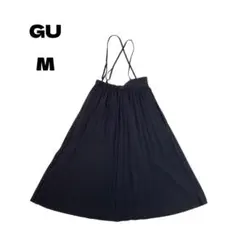 GU プリーツサスペンダー付きスカートQ ブラック M 古着