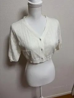 Evelyn アイボリー 半袖カーディガンのサムネイル