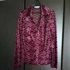 シャツ☆ネル　ドッド柄　エンジカラー　Mサイズ